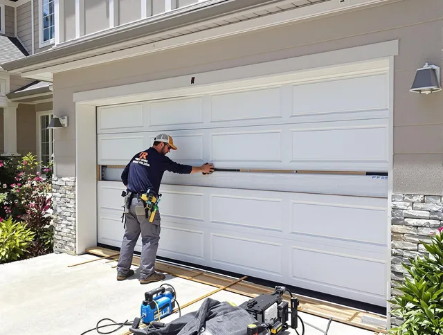 Rowland Heights Garage Door Repair team performing complete garage door replacement at Rowland Heights residence