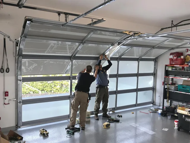 Rowland Heights Garage Door Repair expert performing precise panel replacement on Rowland Heights garage door